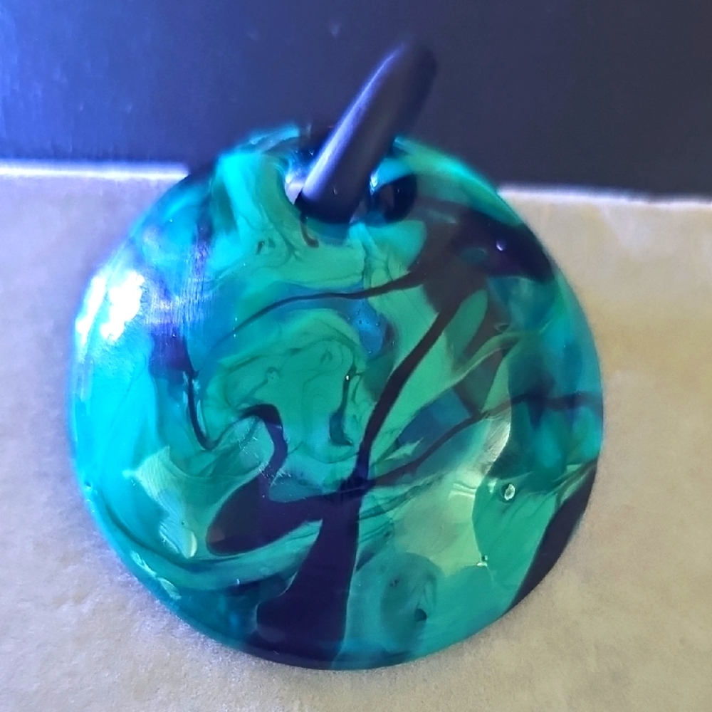 Black And Green Murano Glass Pendant